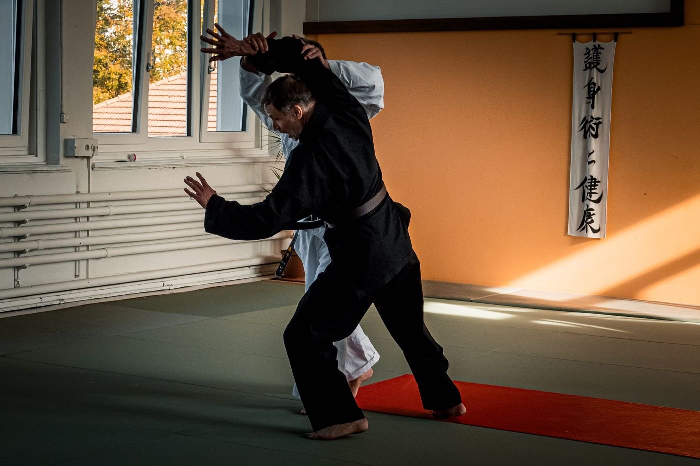 Redirection d'un déséquilibre en Goshindo, dans la lumière du dojo