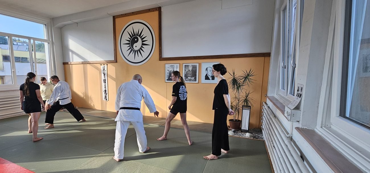 Début de la séance d'initiation avec les danseuses du Hangar au dojo